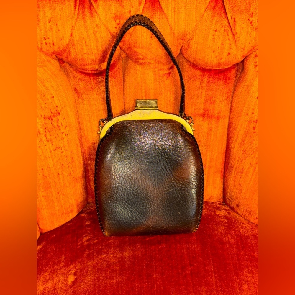 VTG Justin Leather Co Purse Art Nouveau Hand Tooled Leather Turnloc Clasp 1921​​ - Picture 4 of 14